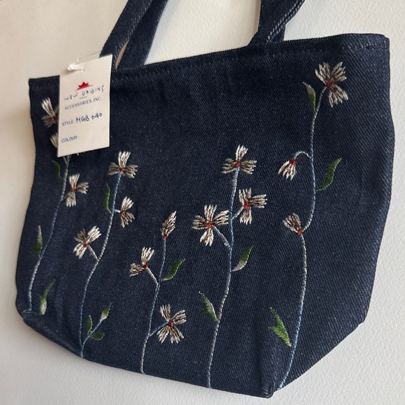Handbags - Embroidered Denim Tote Bag
